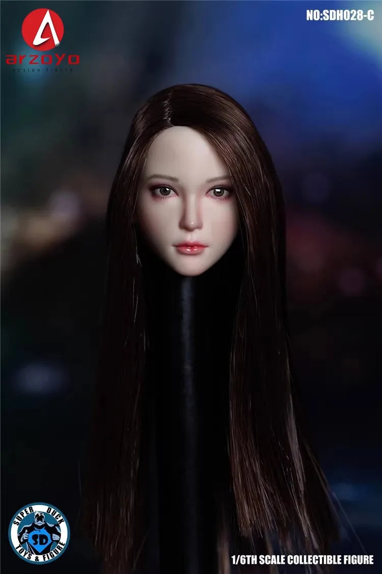 SUPER DUCK 1/6 SDH028 Female Girl Head Sculpt Carving Model Fit 12'' TBL JIAOU Action Figure Body Doll