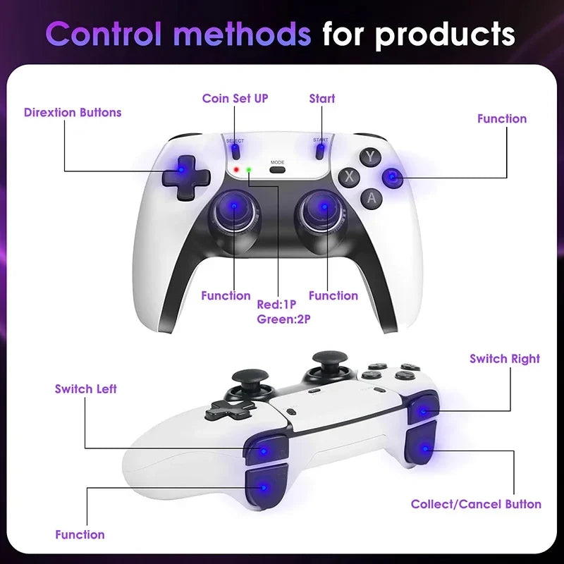 4K Mini TV Game Stick Video Game Console Built-in 30000+/40000 Games 64G Handheld Game Player Wireless Controller Retro Gamepad