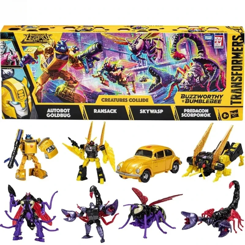 In Stock Transformers Legacy BuzzworthyBumblebee Creatures Collide 4-Pack GoldbugScorponok Ransack Skywasp Action Figure Toy