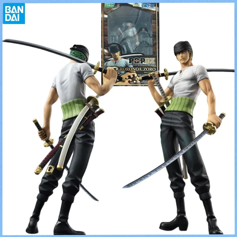 Bandai Genuine MegaHouse ONE PIECE Roronoa Zoro Tenth anniversary Anime figure Movable toy Anime Peripheral Doll for Collectors