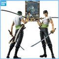 Bandai Genuine MegaHouse ONE PIECE Roronoa Zoro Tenth anniversary Anime figure Movable toy Anime Peripheral Doll for Collectors