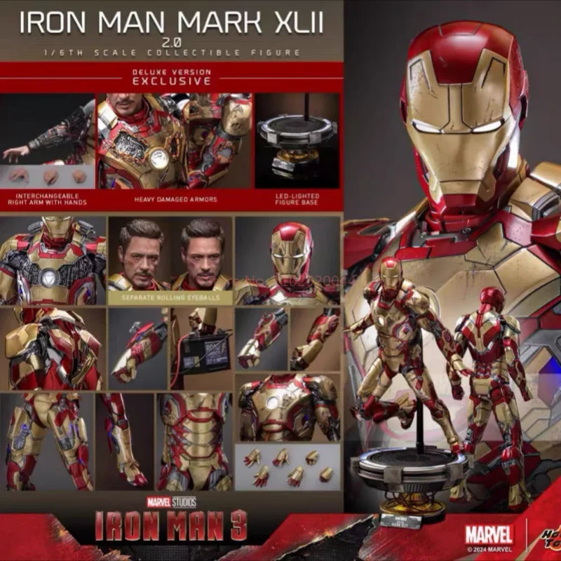 Original Hot Toys Iron Man Mms758 Action Figure 1/6 Avengers Iron Man Mk85 Mms759 Deluxe Edition Battle Damage Version Toys