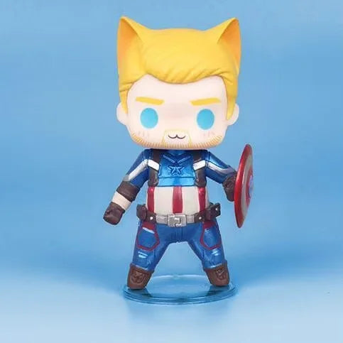 The Avengers Captain Q Edition Figure America Winter Soldier Spiderman Figure Handmade Desktop Ornament Creative Collectible Toy