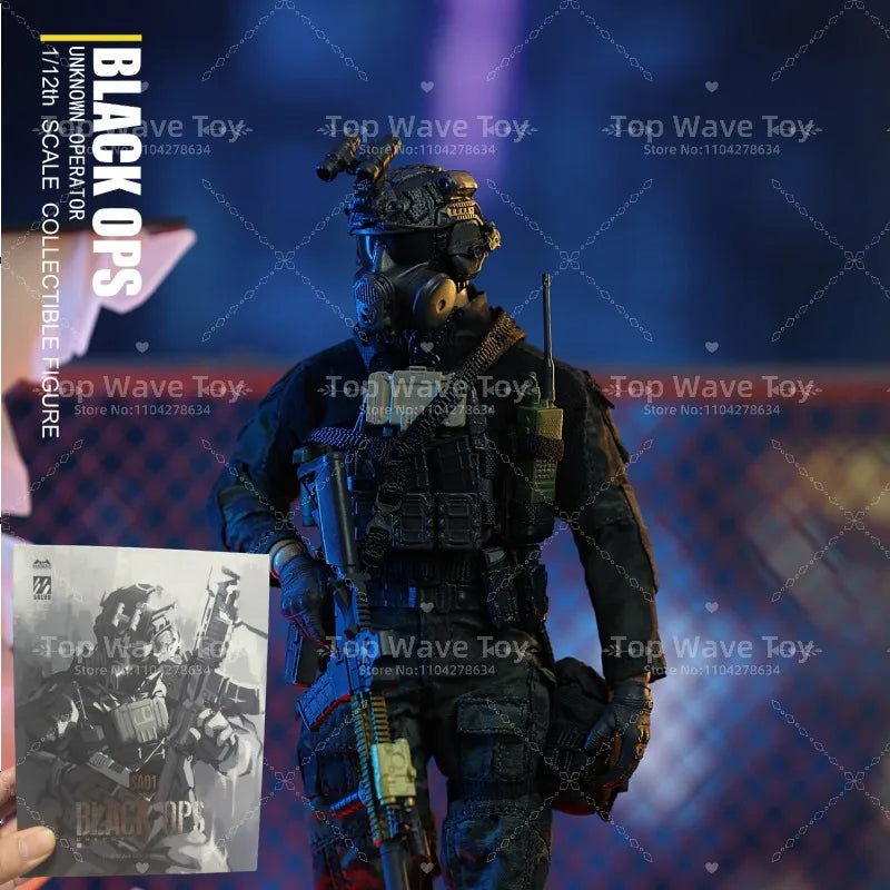 Neu auf Lager: HASUKI SA01 1/12 Black Ops Soldier Actionfigur 6 Zoll Männlich HASUKI SA01 Actionfigur Komplettset 6 Zoll Modellspielzeug
