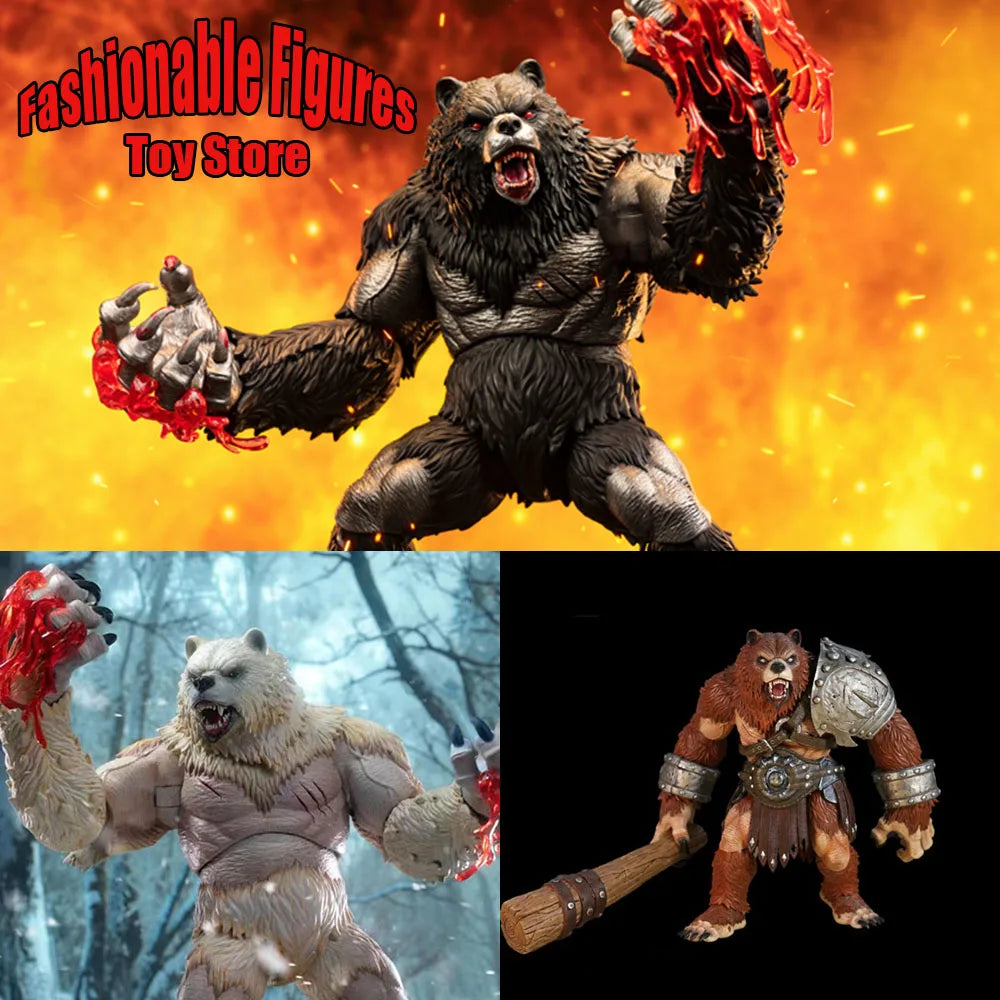 MEMORYTOYS 23Cm Fighter Fantasy Ancient Warcraft Series Bear Clan Fury Warrior Action Figure Animal Model Toys Collection