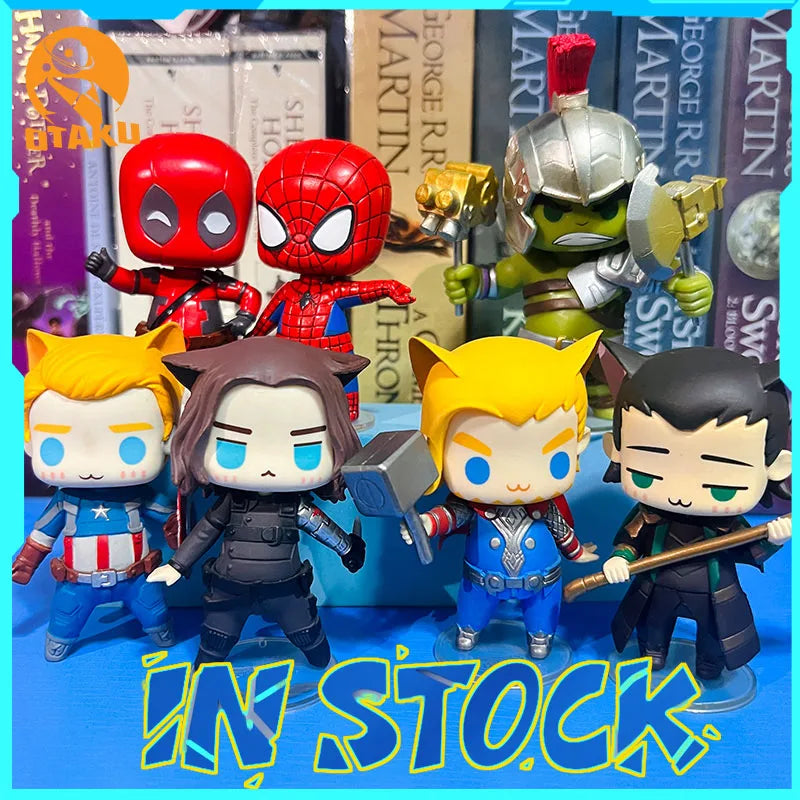 The Avengers Captain Q Edition Figure America Winter Soldier Spiderman Figure Handmade Desktop Ornament Creative Collectible Toy