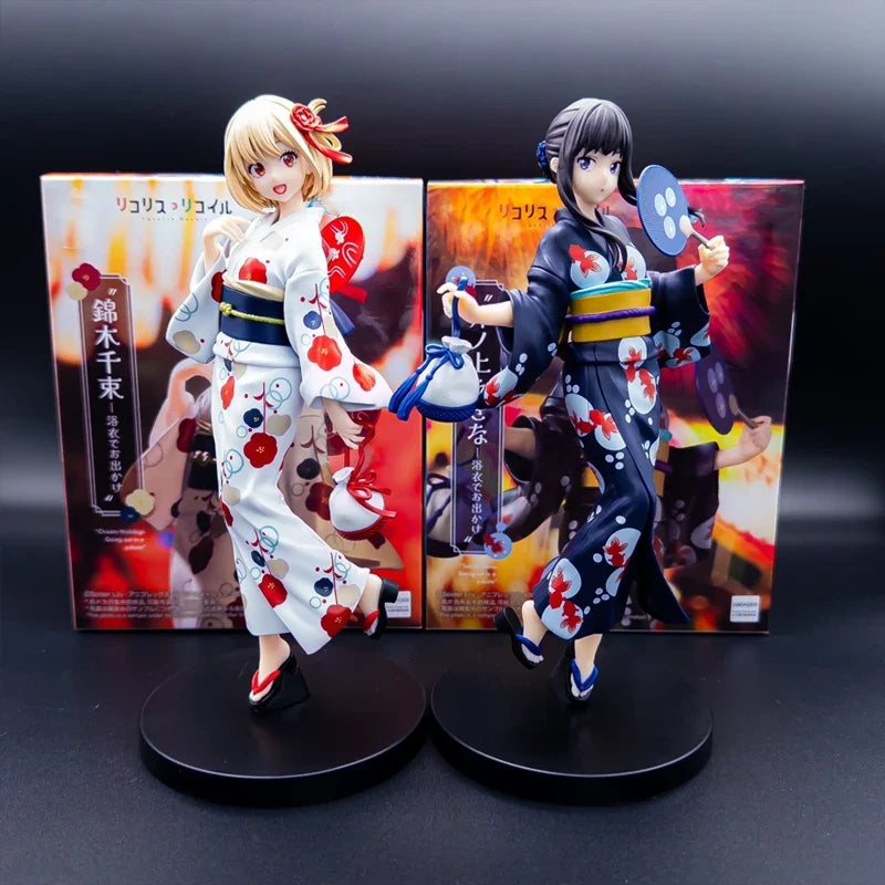 20cm Lycoris Recoil Nishikigi Chisato Anime Figure Inoue Takina Yukata de Odekake Action Figure Collectible Model Doll Toys Gift