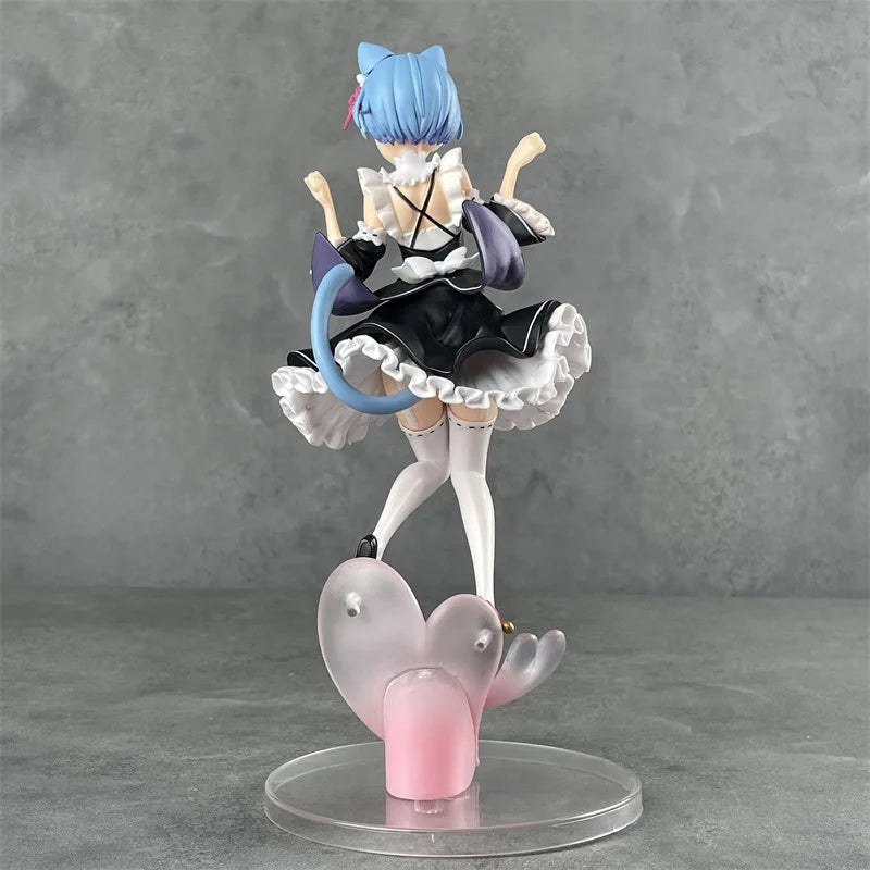 23cm Maid Blue Hair Cat Ears Cute Girl Skirt Anime Girl Figure Action Figure Adult Collectible Model Doll Birthday Gift