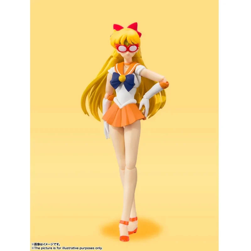 Bandai Genuine SHF Sailor Moon Venus Mars Jupiter Pluto Mercury Animation Color Anime Action Figure Model Toy Gift KidChristmas