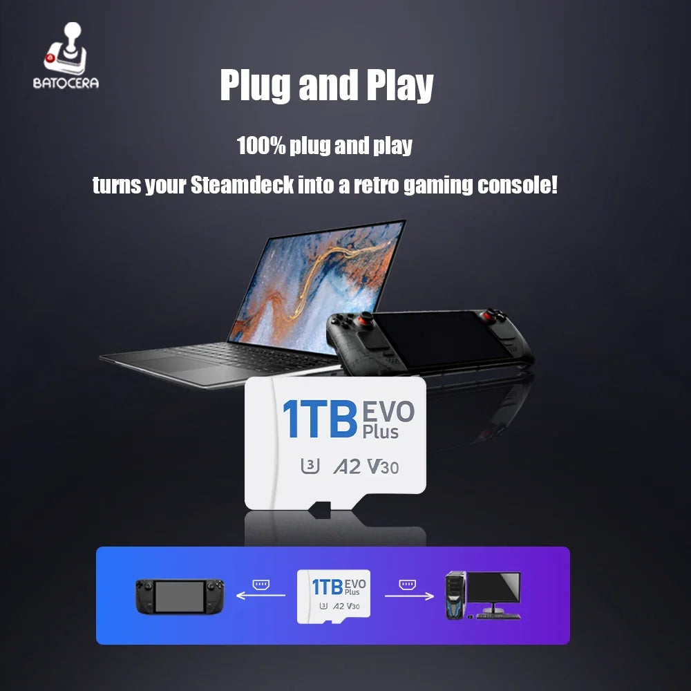 Batocera 1TB Game Card with 61200+Retro Games for PS3/PS2/PS1/PSP/MAME/WII/NES/SS for Steam Deck/Win 600/GDP WIN4/Win PC/Laptop
