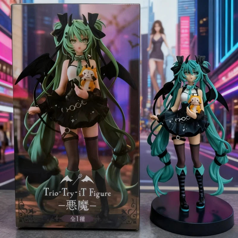New anime character Hatsune Miku, a little devil a raccoon and a dark ange suitable for decorations toys models tabletop ornamen