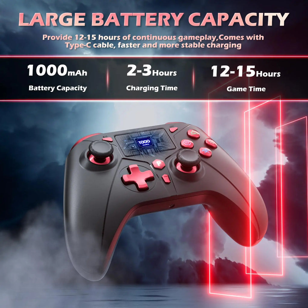 Wireless Game Controller For Playstation 4/PS4 Pro/Slim/PS3/PC/IOS/Switch Console W/ Turbo Dual Vibration 6-Axis Gyro 3.5mm Jack