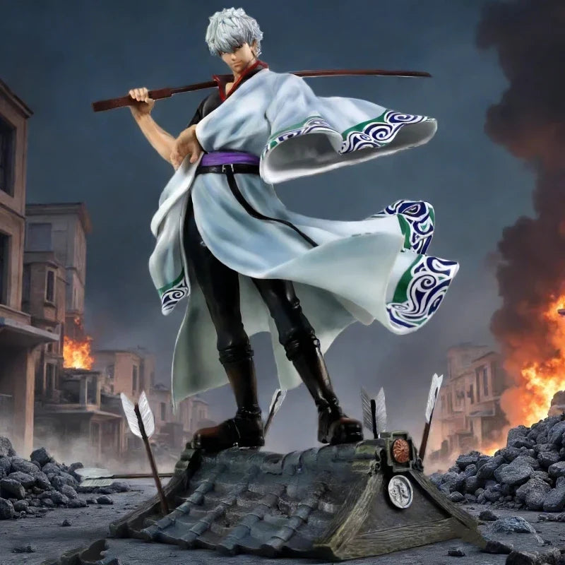 30cm Gintama Sakata Gintoki 2.0 Action Figure Resin Anime Statue With Scene Base Collectible Model Toy Desktop Ornament Boy Gift