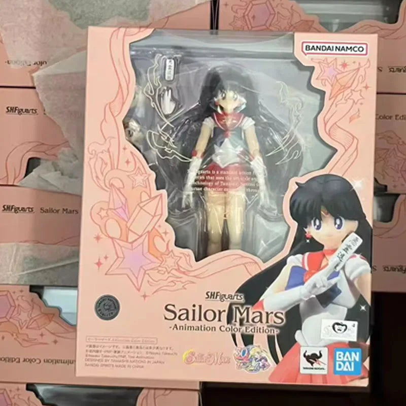 Bandai Genuine SHF Sailor Moon Venus Mars Jupiter Pluto Mercury Animation Color Anime Action Figure Model Toy Gift KidChristmas