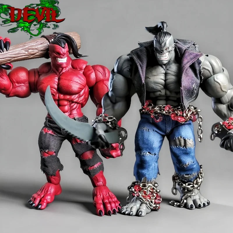 Axytoys Devil Deluxe Version Actionfigur AXYD001B D002B Offiziell Rot und Grau mit Zubehör Muskelmodell Spielzeug Geschenk