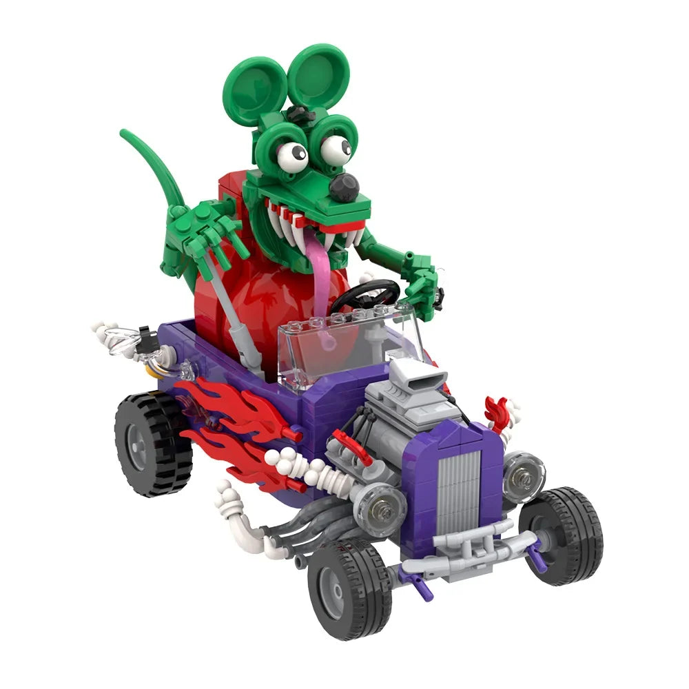 MOC Rat Fink Crazy Driver Building Blocks Set Unique Collectible Figure Vehicle Model Toy For Adult Gift
