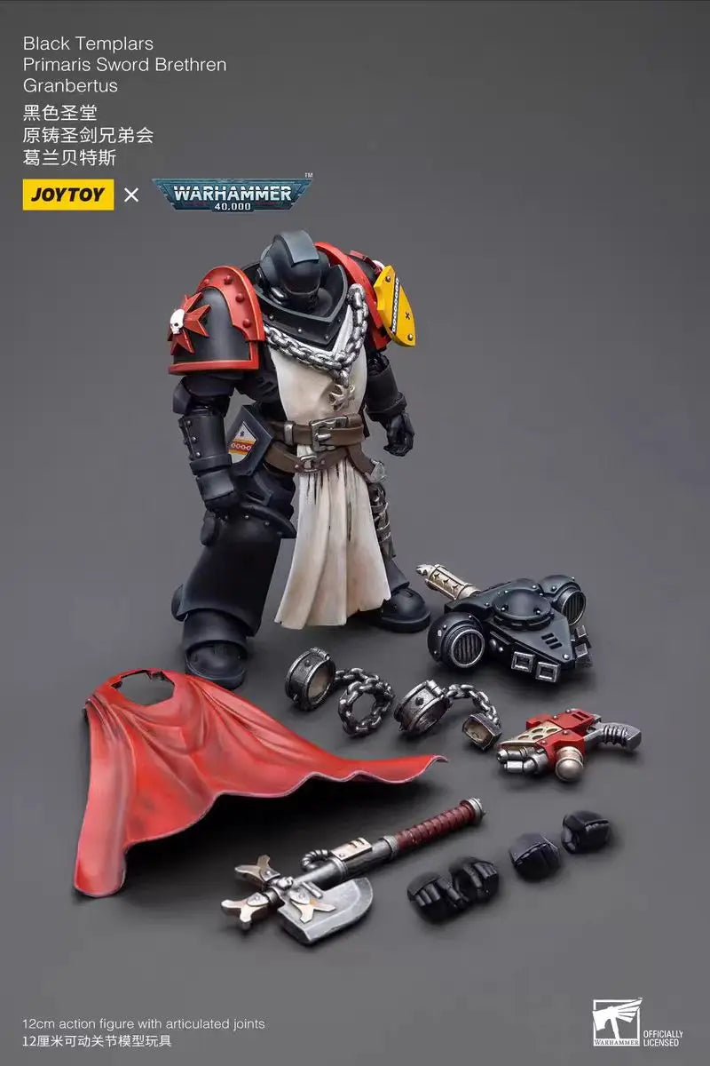 【JOYTOY】1/18 Action Figure Warhammer 40K Black Templars Primaris Sword Brethren Granbertus Collection Toys