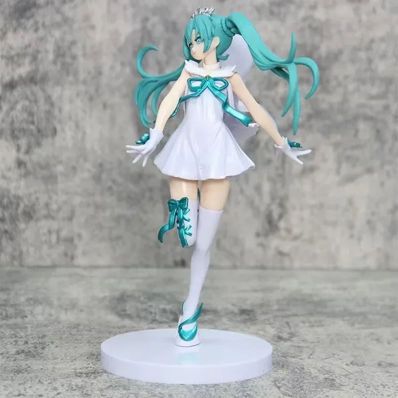 Anime 15cm Hatsune Miku Angel White Skirt Standing Model Beautiful Girl Series Box Handmade Birthday Gifts Collection Ornament
