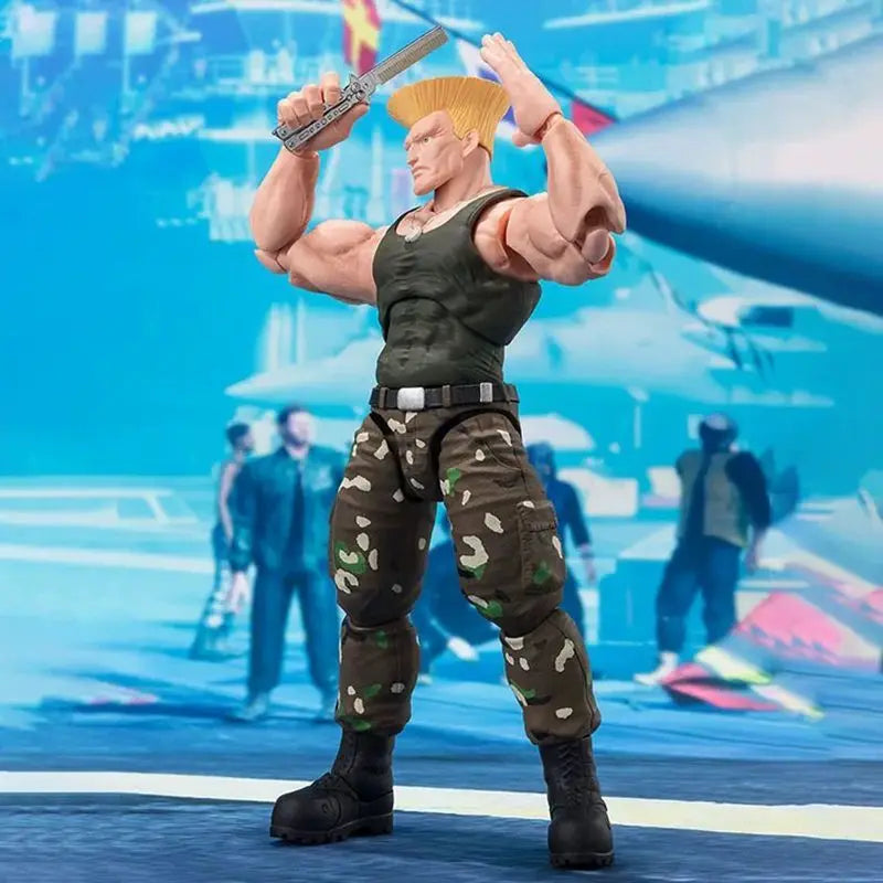 100% Original Bandai Shf Sh Figuarts Street Fighter Costume 2 Guile Action Figure Anime Model Toy Figura Pvc Collection Gift