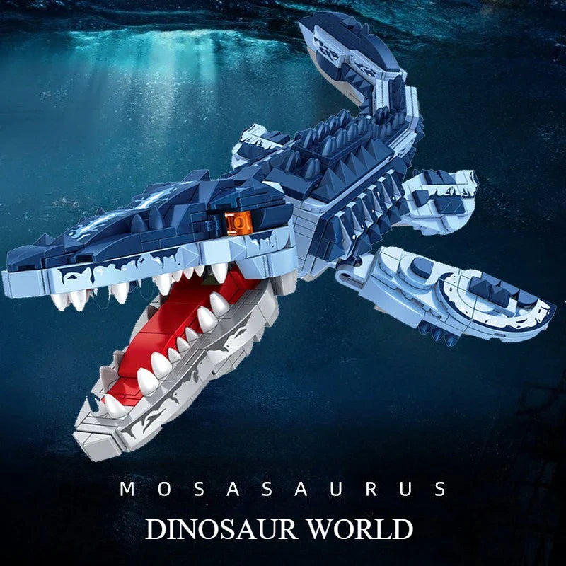 805 Teile Kreidezeitlicher Meeres-Spitzenprädator Mosasaurus Bausteinmodell, DIY-Dekoration für Wohnzimmer & Schlafzimmer, Perfektes Weihnachtsgeschenk