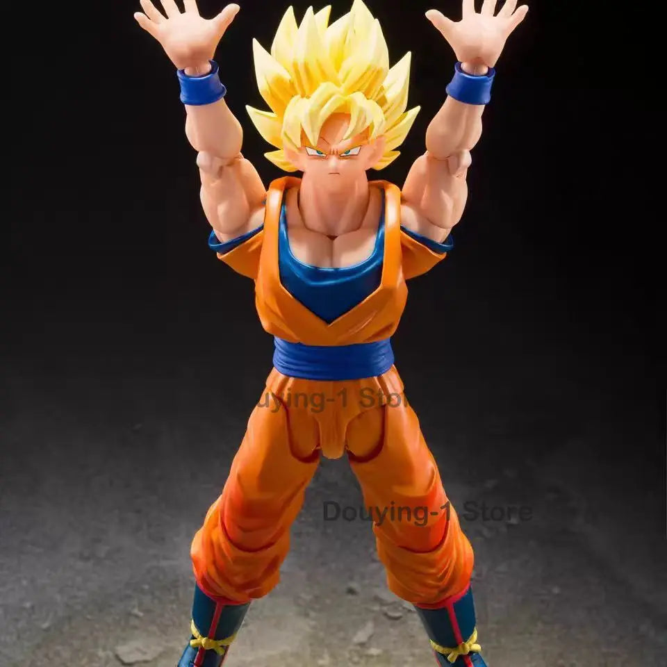 In Stock Bandai Original SHF Super Saiyan 3.0 Son Goku Prelude To The Decisive Battle Anime Action Figures Model Toy PVC Gift