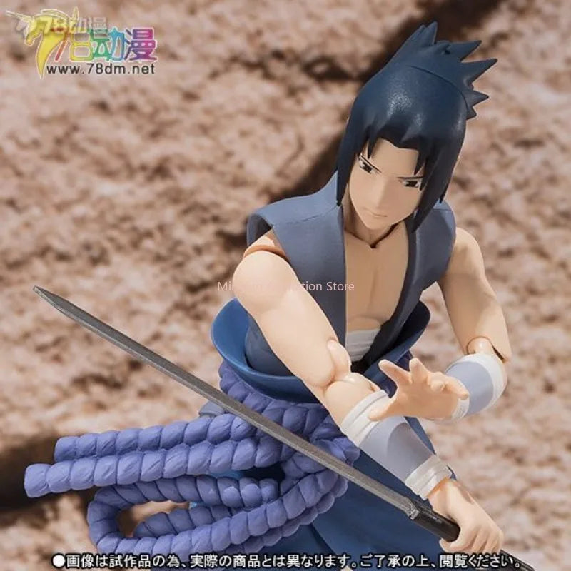 In stock Original Bandai S.H.Figuarts Naruto Uchiha Sasuke (Itachi Battle) Model Decoration Action Figure Toy Collection Gift