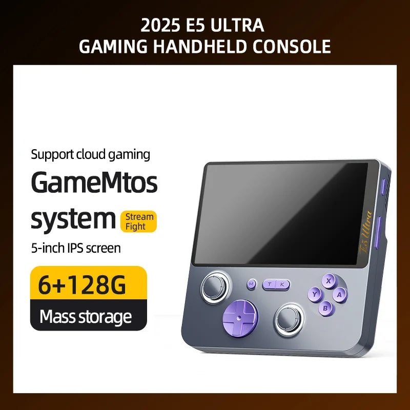 Gamemt E5Ultra Game Console Hall-Effect Joystick 5" 1280*720 60HZ IPS Touch Screen 5000mAh Portable Handheld Consoles Gift