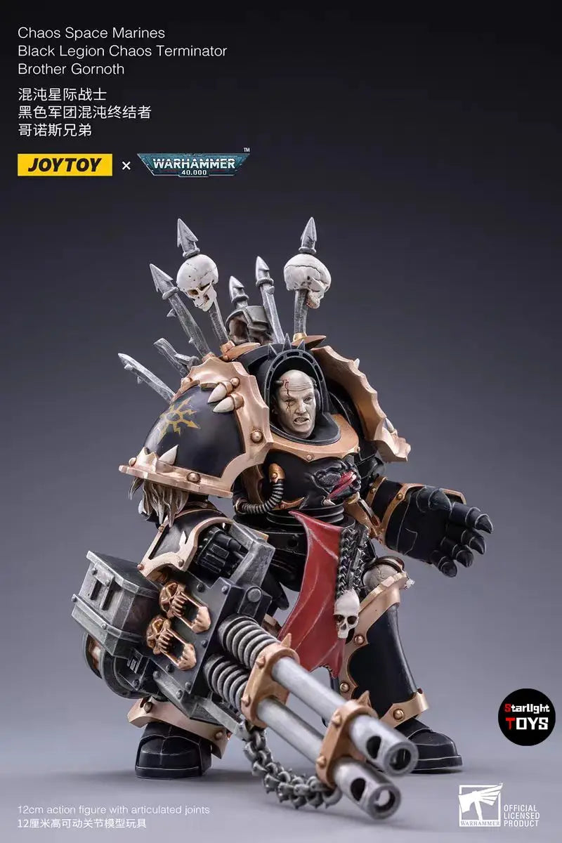JOYTOY 1/18 Action Figure Warhammer 40K Chaos Space Marines Black Legion Chaos Terminator Brother Gornoth Model Toys Gift