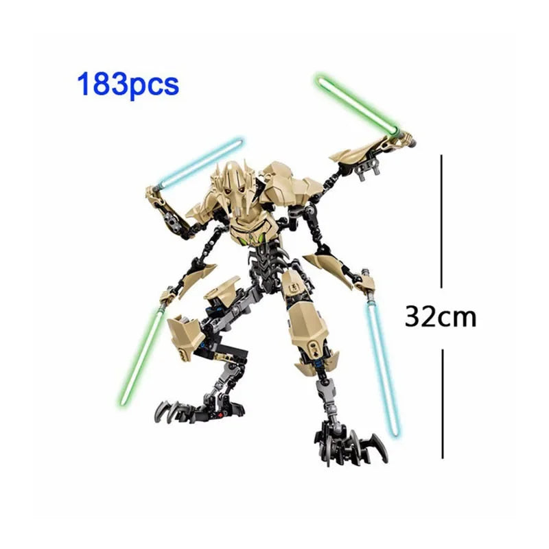 32cm Ksz714 Star Toy Anime General Robot Grievous With Lightsaber Hilt Combat Wea Model Building Blocks Action Figure Gifts