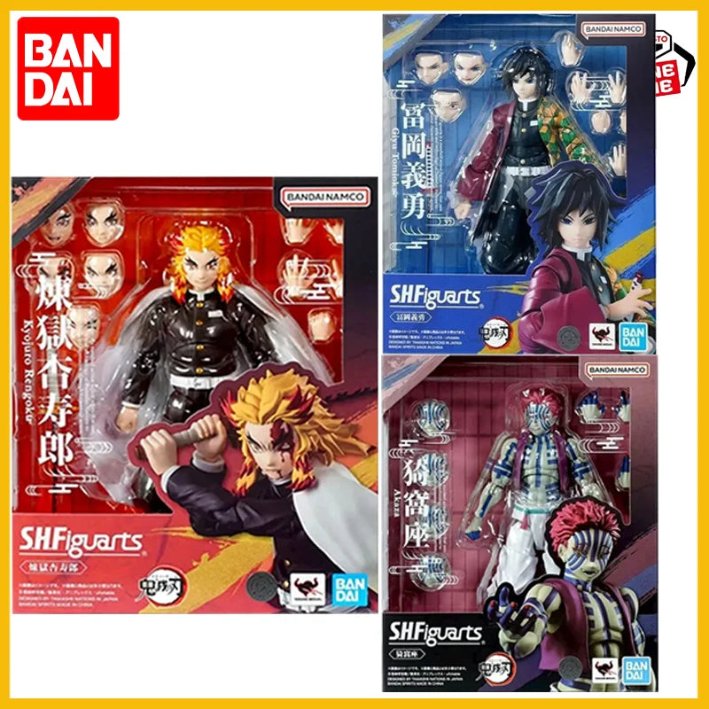 In Stock BANDAI S.H.Figuarts Demon Slayer Giyuu Tomioka Kyoujurou Rengoku Akaza Action Figure Model Original Toy Gift