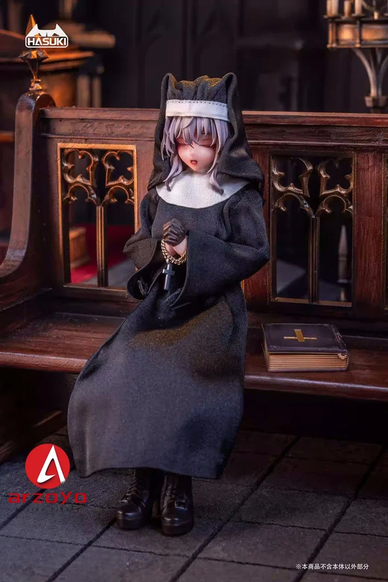 HASUKI CS017 CS018 1/12 Nun Uniform Cosplay Costume Clothes Model Fit 6'' Female Soldier Action Figure Body Dolls