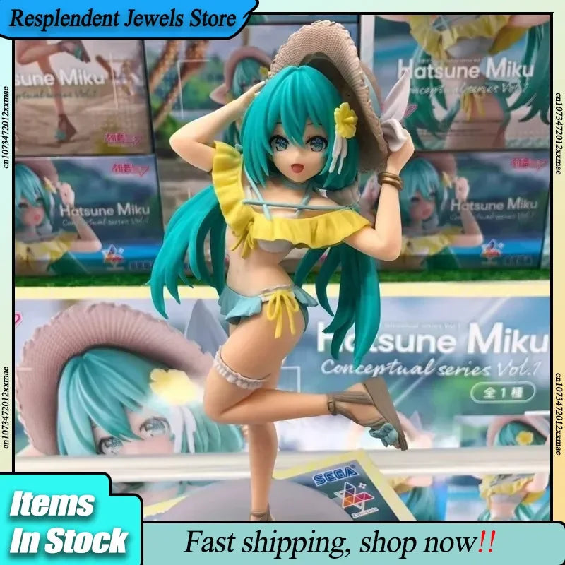 Original Sega Luminasta Hatsune Miku Swimsuit Concept Art Pvc Model Doll Ornament Collection Toy Gift For Friends