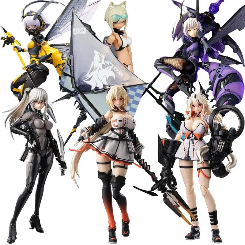 Snail Shell Wasp Three-leaf Wolf Girl Ghost Assassin Miu Ke Saori Toki Sakura Machine Girl Anime Action Figure Model Toys Gifts