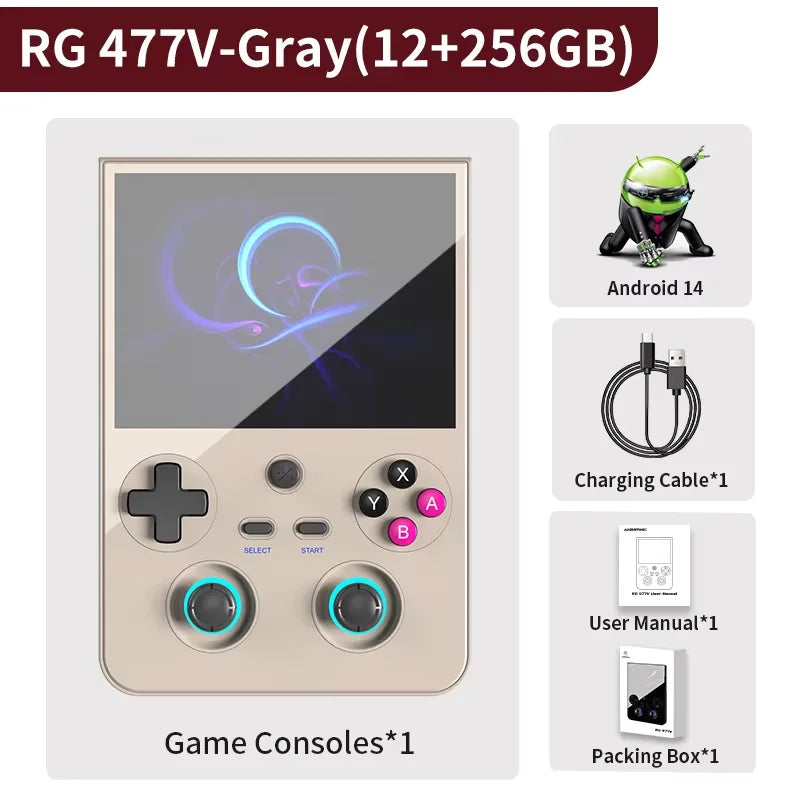 ANBERNIC RG477V Handheld Game Console Android 14 Video Player 4.7" LTPS In-Cell DSP Sound Effect Support AI RixelHK 1080p-DP ps2