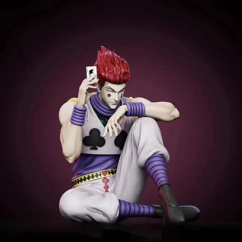 Hunter×Hunter Anime Hisoka Action Figure Pvc Sitting Statue Doll Desk Decoration Collectible Toy In Stock Genuine