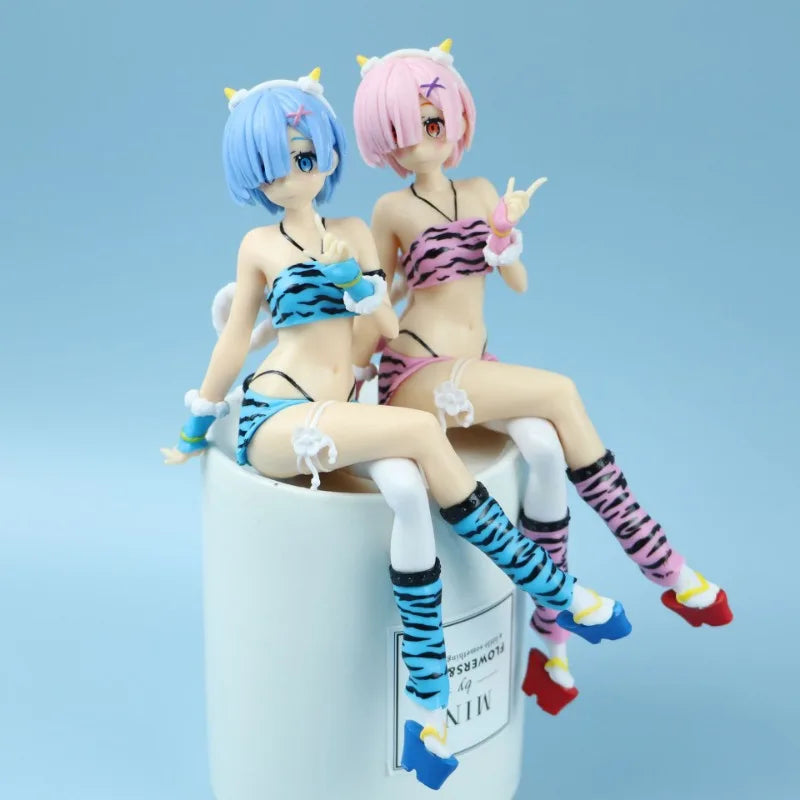 Rem Ram Swimsuit Pretty Girl Collection Ornament Anime Characters Desktop Automotive Parts Toys Series Boys Girls Toys Gifts
