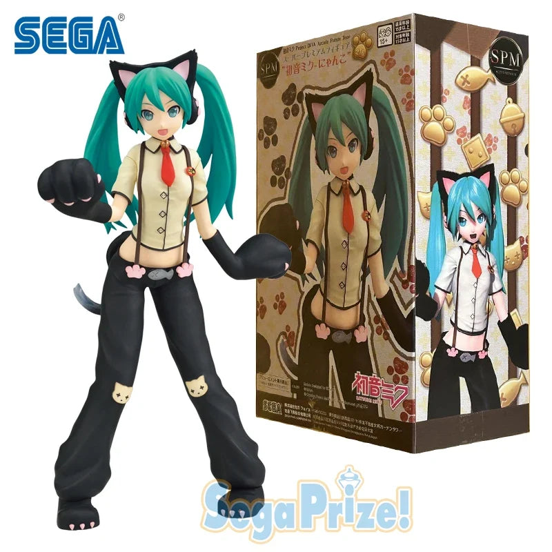 In Stock SEGA Hatsune Miku Project DIVA Arcade Future Tone SPM Hatsune Miku-Little Cat PVC 23CM Anime Action Figures Model Toy