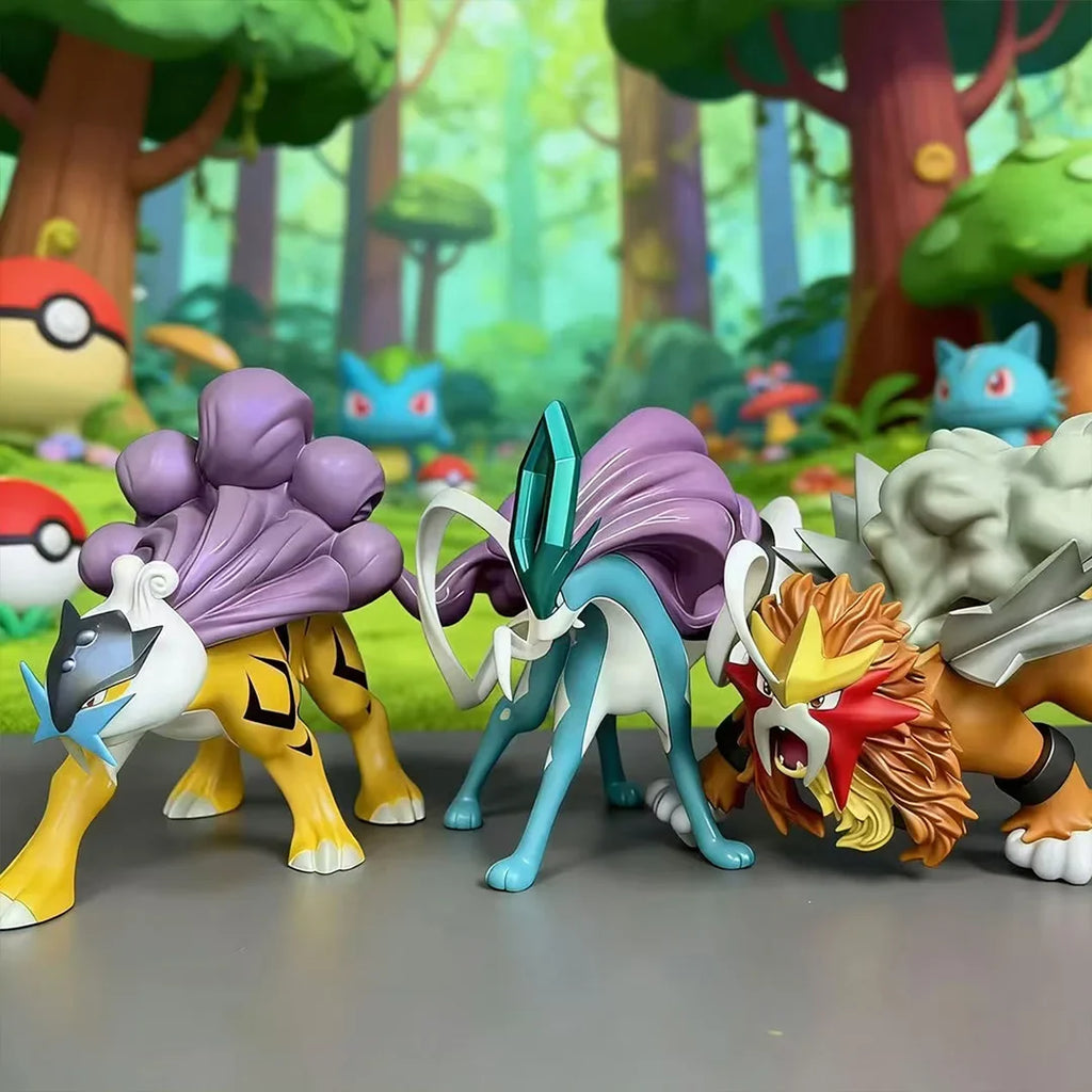 9cm Anime Pokemon Figures Suicune Entei Raikou Action Figure PVC Statue Collection Model Toy Anime Figure Toys