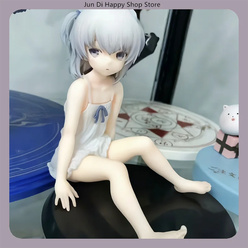 10cm White Hair Anime Girl Sitting Pose Anime Figure Model Statue Collection Desktop Decoration Ornament Toy Gift for Fans