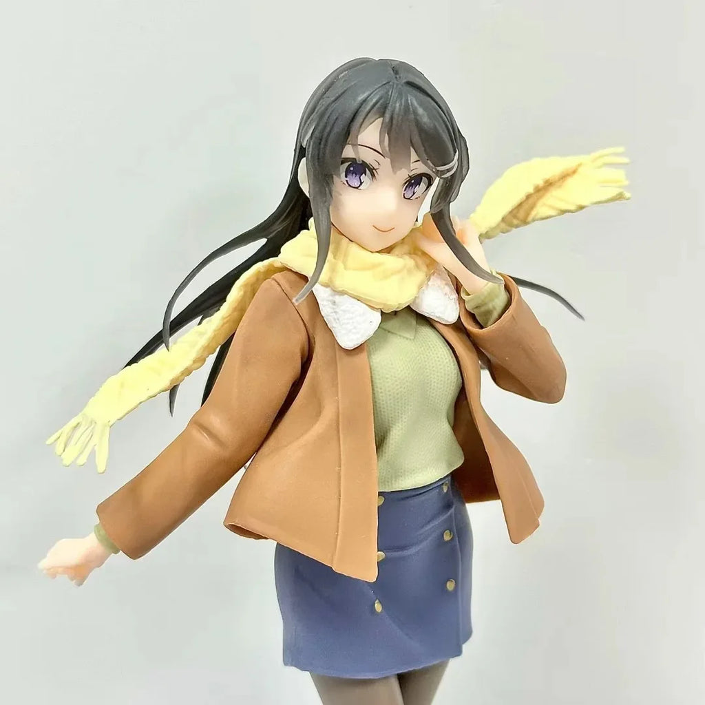 22cm Mai Sakurajima Does Not See The Bunny Girl's Ancestors Figure Winter Clothes Sakurajima Mai PVC Action Figure Model Toys