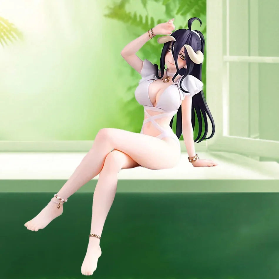 Anime figure Albedo Sitting action figure Albedo swim costume figurine Doll PVC Model Toy Adult Collection Statue Gift