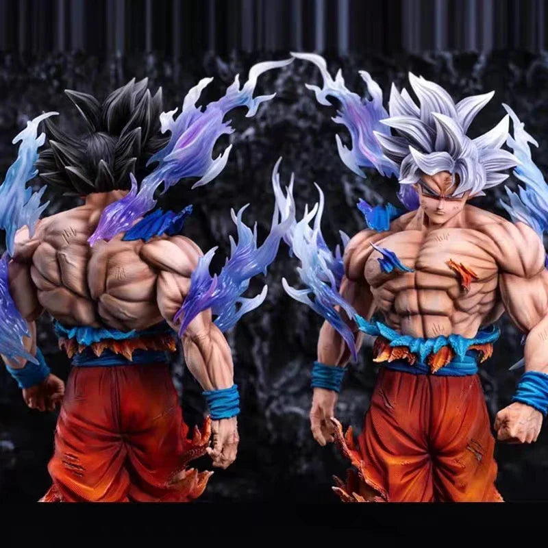 42cm Dragon Ball Ultra Instinct Goku Large Size PVC Figure Replaceable Double Head Statue Collectible Anime Model Toy Decor Gift