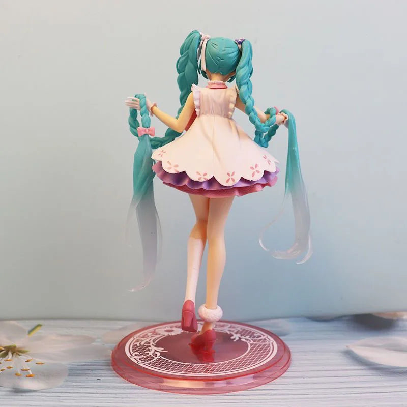 19CM Anime Fairy Tale Wonderland Hatsune Miku Rapunzel Cute Twin Tails Dress Up Model Toy Gift Collection Action Figure