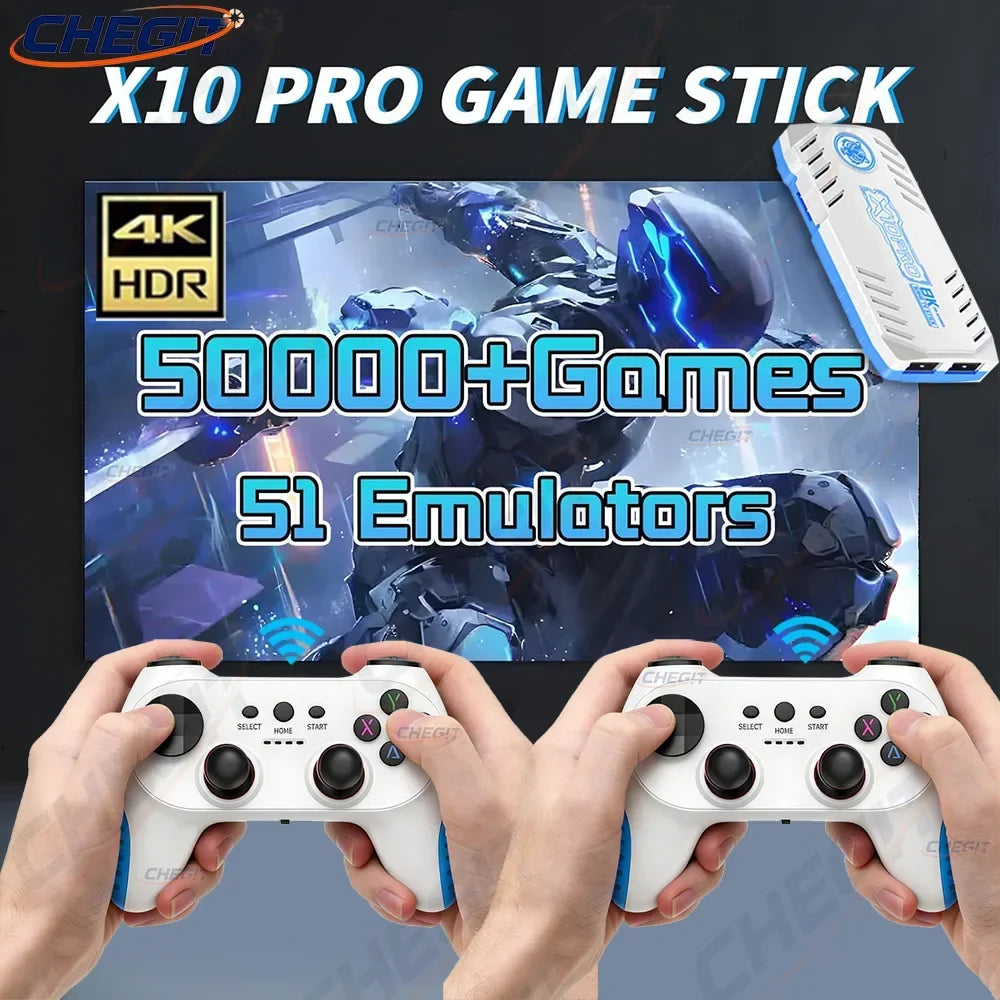 X10 PRO 128G  4K TV Game Stick Video Game Console With 50000+ Game Wireless Controller Gamepad Retro Handheld Game Console/64GB