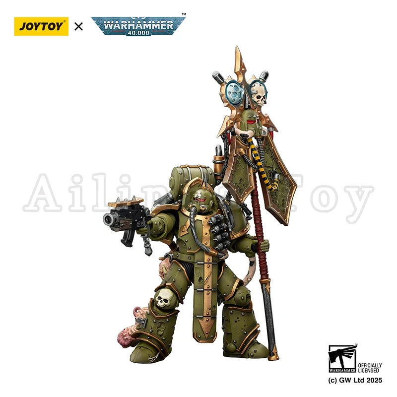 JOYTOY 1/18 Action Figure 40K Death Guard Blightlord Terminator and Plague Marine Icon bearer Anime Model Toy Gift
