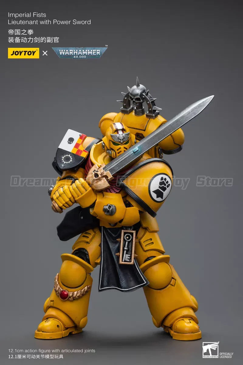 【In Stock】Original JOYTOY Warhammer 40K Imperial Fists Lieutenant with Power Sword 1/18 Action Figure Toy Model Gift