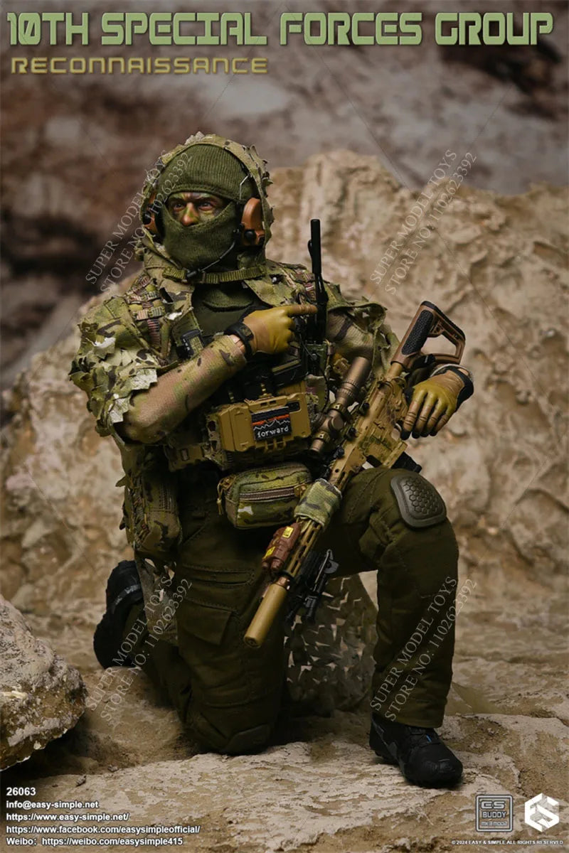 Easy&Simple ES26063 1/6 Scale Men Soldier 10th Land Special Group Reconnaissance Force Full Set 12-inch Action Figure Toys