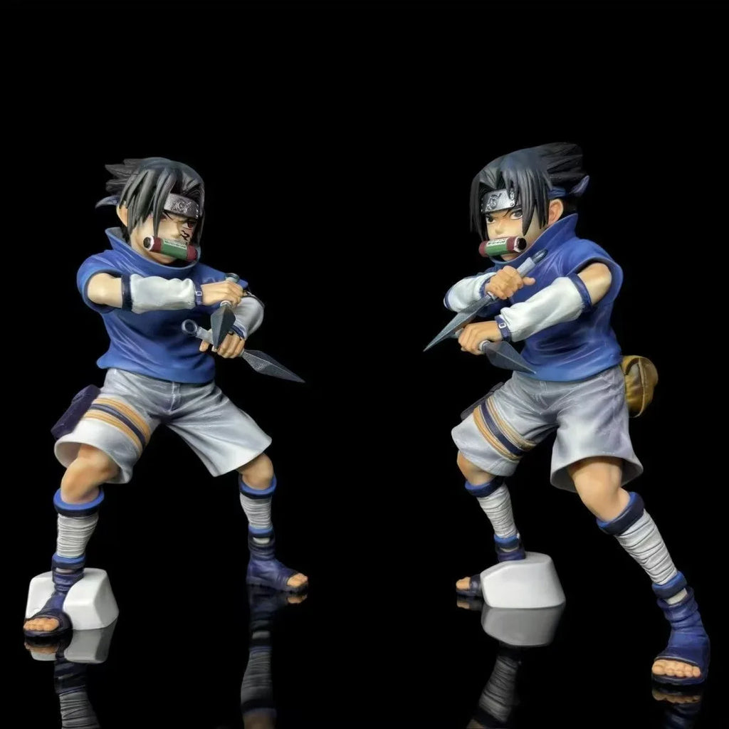 New 18.5cm Naruto Anime Figure Uchiha Sasuke Figurine Collectible Kagebunsin No Jyutu Pvc Statue Model For Boy Room Ornament Toy