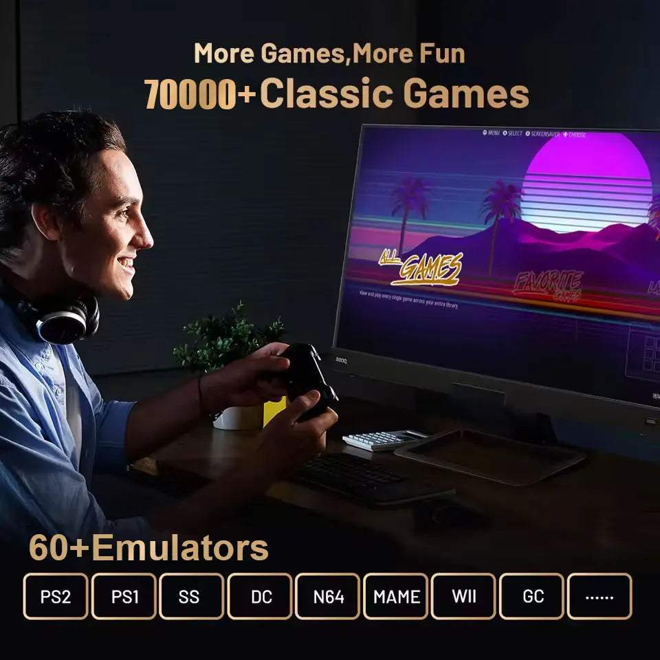 1TB X2 Game Console for PS2/PSP/N64/Wii/Gamecube/Saturn With 70000+Games 60+ Emulators Plug&Play For Win PC Wireless Controller
