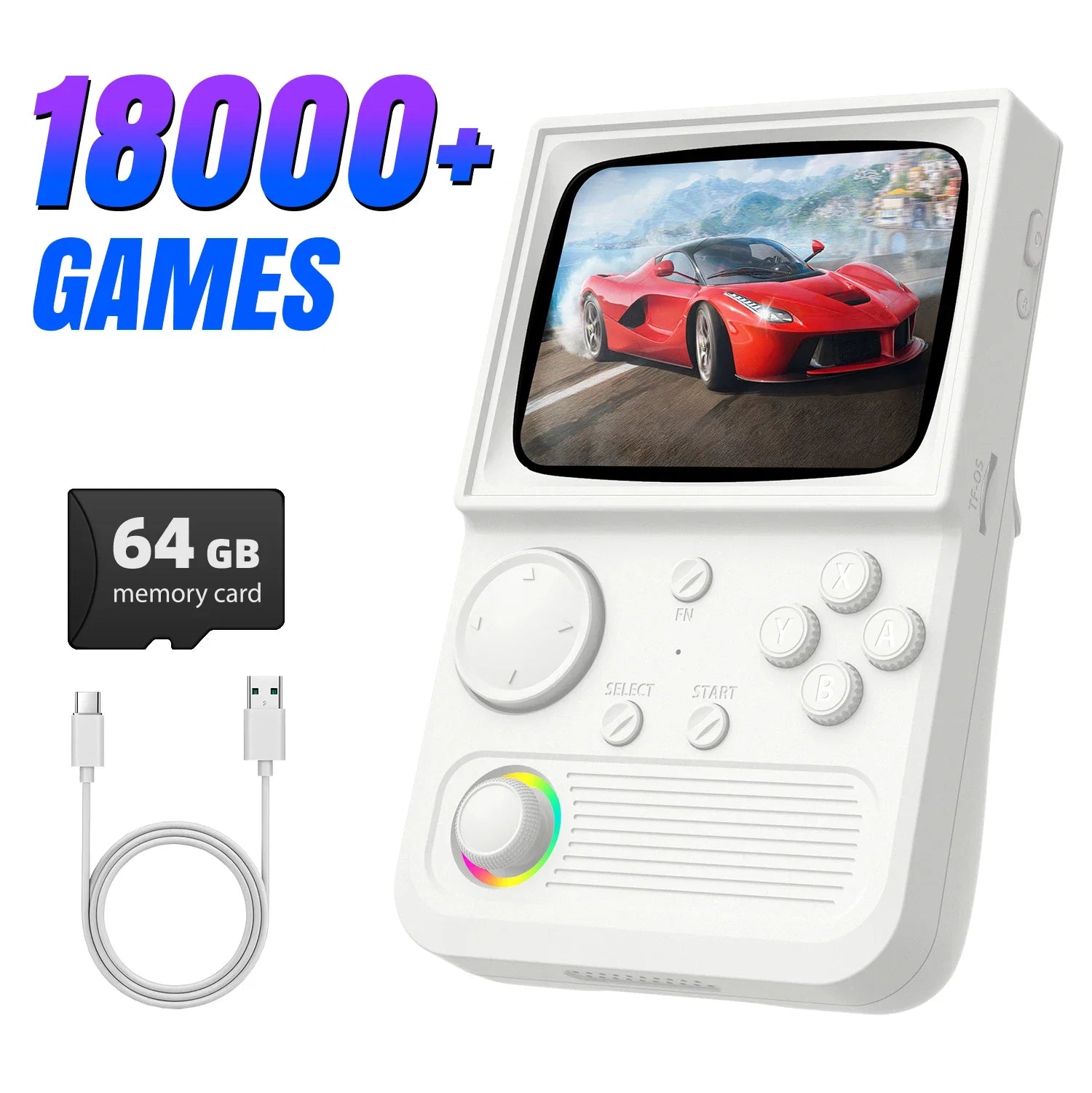 R36T Retro Handheld Game Console EmuELEC System 3.5 Inch IPS Screen Portable Pocket Video Player RK3326 Chip 64/128G 18000+Games